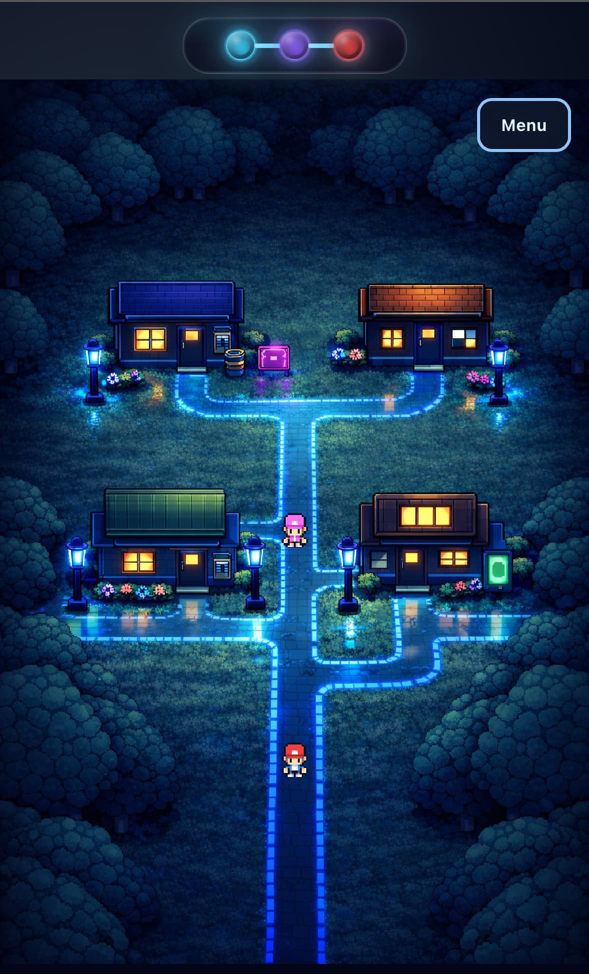 Life Maxxr town still showing the player entering a neon neighborhood with connected paths.